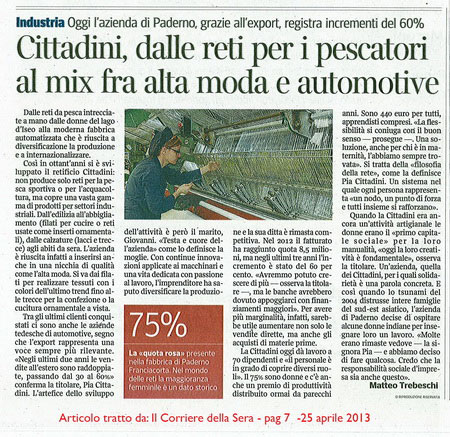 Article of Corriere Sera - 25th April 2013