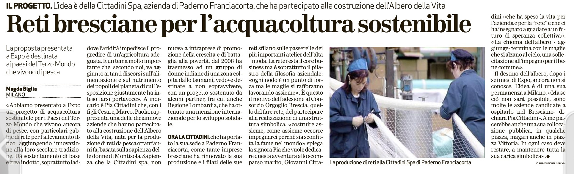 Article of Bresciaoggi - 3rd May 2015