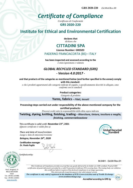 Certification GRS 4.0 | Cittadini