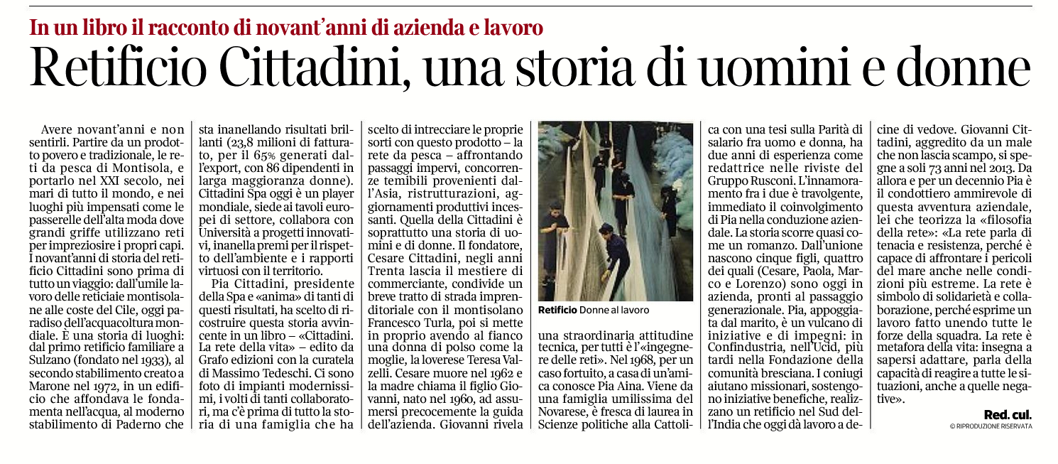 Articolo libro "Cittadini - La rete della Vita" - Corriere della Sera