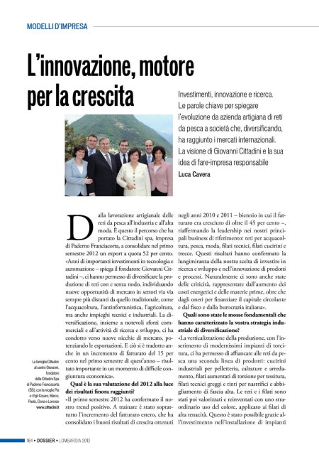  Articolo sul Giornale - 'Dossier Lombardia'