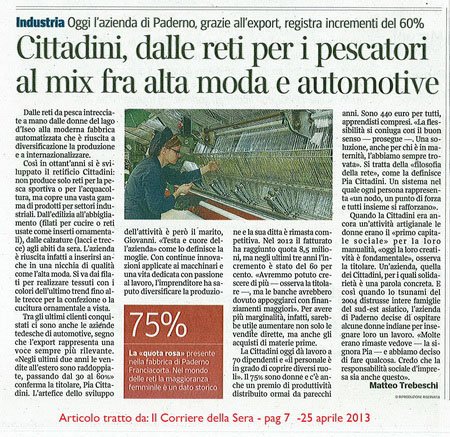 Article of Corriere Sera - 25th April 2013