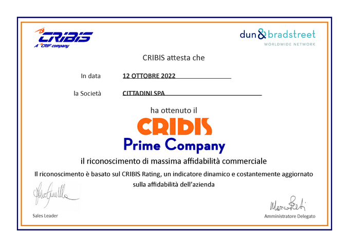 Premio "CRIBIS Prime Company"