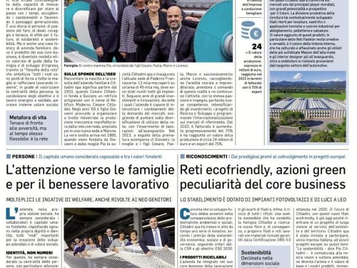Article of Corriere della Sera - Brescia Ed.- 90 years of Cittadini spa
