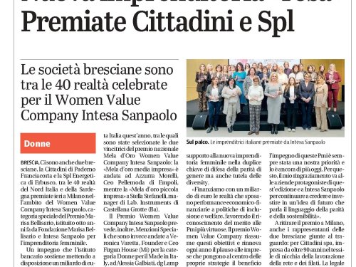Articolo Giornale di Brescia - Premio Women Value Company